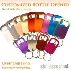 20-50PCS Personalized Bottle Opener Key Chain Engraved Portable Opener Keyring For Party Birthday favors Wedding Thank You Gifts