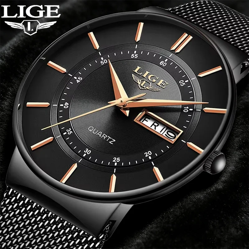 

Мужские часы LIGE, лучшие брендовые часы класса люкс, водонепроницаемые, спортивные, с календарем, кварцевые, с металлическим ремешком, модные мужские часы, Relogio Masculino