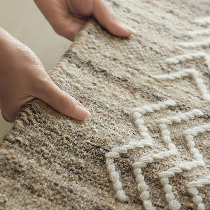 Hand-woven wool fringed carpet stain-resistant living room bedroom bacteriostatic