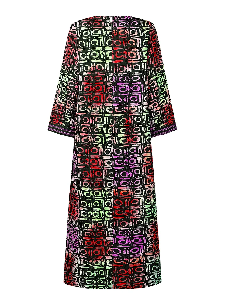 فوندا فساتين ماكسي للخريف للسيدات عتيقة فستان صيفي طويل للحفلات مطبوع عليه بوهيمي بأكمام طويلة وجيوب فساتين غير رسمية مقاس كبير 5XL #5