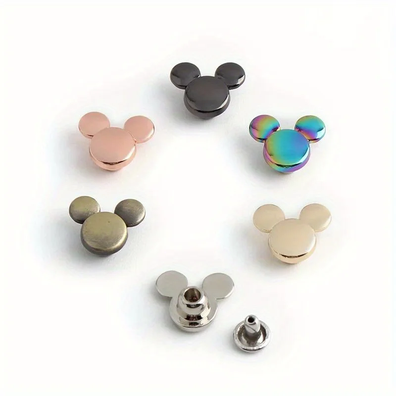 10PCS cartoon mouse shape metal rivets diy round head stud fastening hardware accessories suitable for clothing wallets crafts