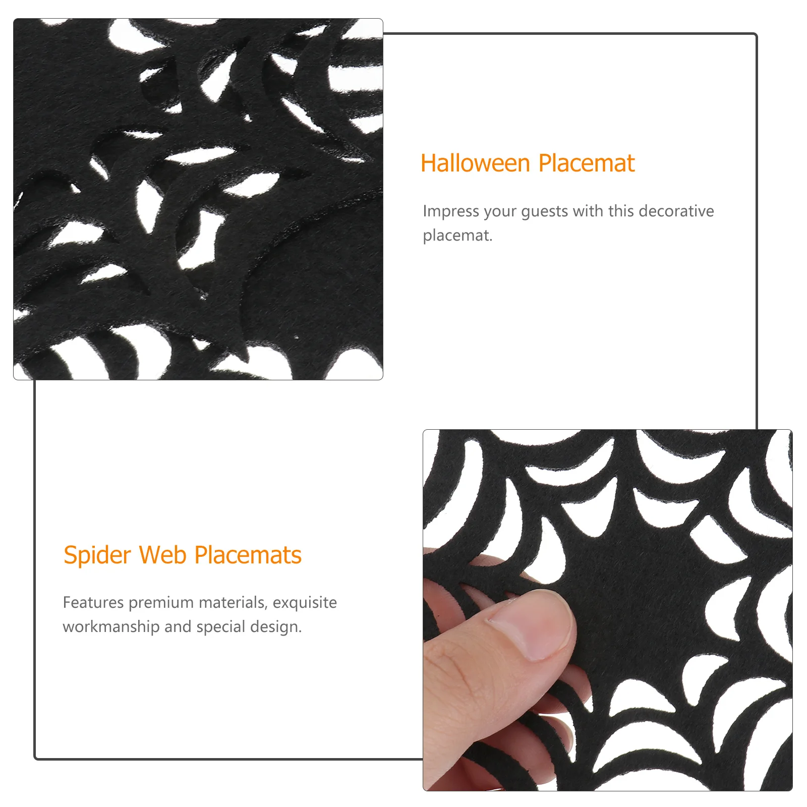 

10Pcs Halloween Web Coasters Placemats Exquisite Craftsmanship Cutlery Cups Compatible Table Decor Halloween Coasters