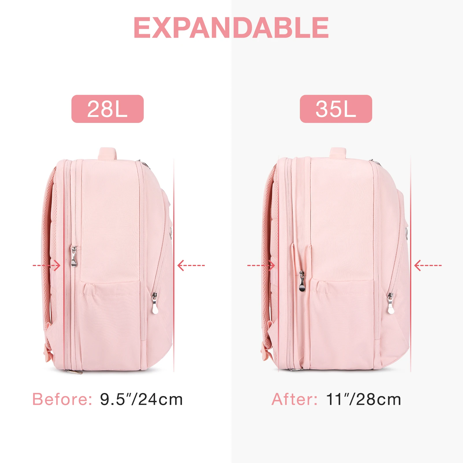 BAGSMART tas ransel untuk wanita, tas punggung komputer Laptop bepergian 17.5 inci/15.6 inci dengan Port pengisi daya USB