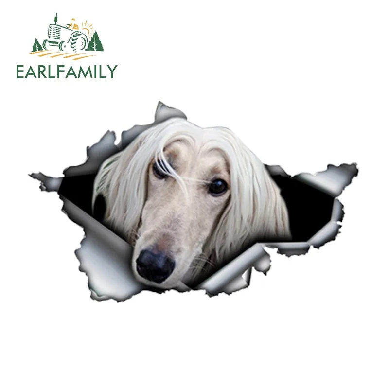 

EARLFAMILY 13cm x 8cm Afghan Hound Car Sticker Funny Pet Dog Car Decal Reflective Sticker Waterproof 3D Car Styling Vinyl Decals