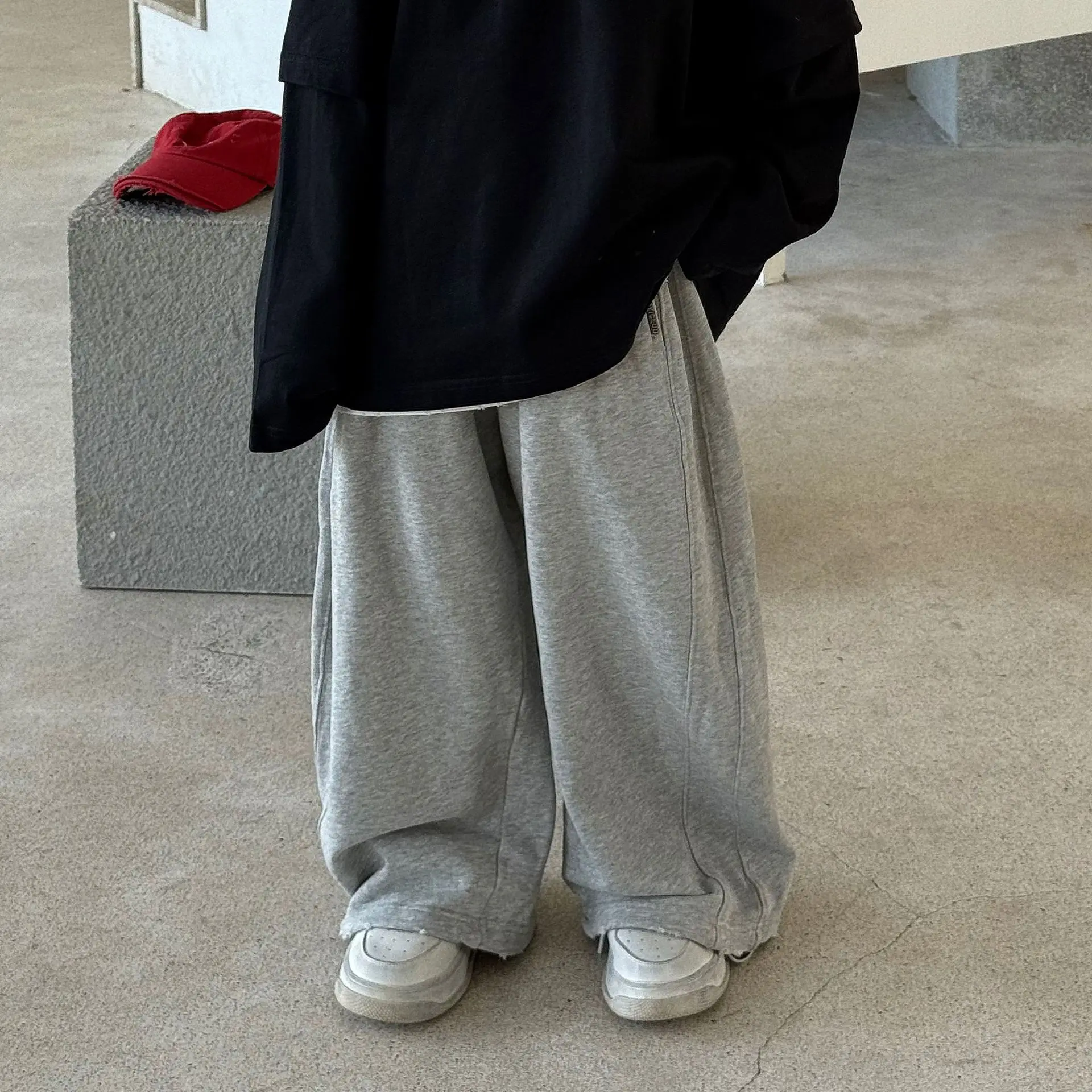 Kinder Kleidung Jungen Mode Einfarbig Einfache Lose Jogginghose 2025, Herbst Neue Stil Jungen Koreanischen Stil Beiläufige Breite Bein Hosen