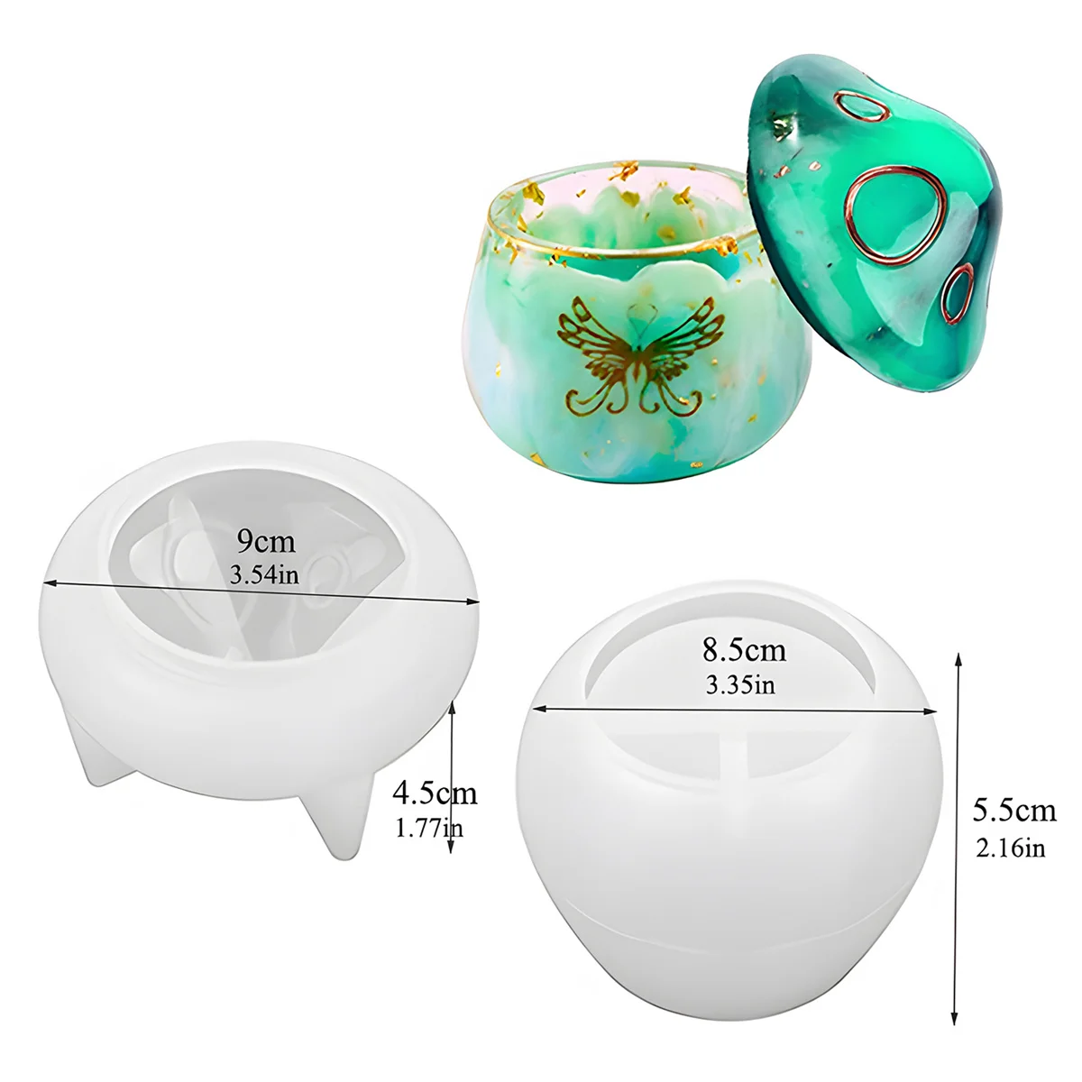 Mushroom House Jewelry Storage Box Silicone Mold With Cover DIY Candle Jar Plaster Crafts Cement Mold Gypsum Clay Resin Mold