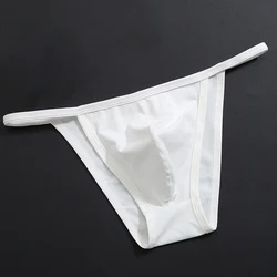 Men's Sexy Briefs Big Pouch U Convex Short Boxers Solid Color Low-rise Thong Soft Knickers Elastic Breathable Underwear