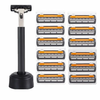 Manual Shaver Men Razor Three Layer Blades Shaver Reusable Sharp Blade Shaving Kit Base Handle Face Hair Remover Beard Razors
