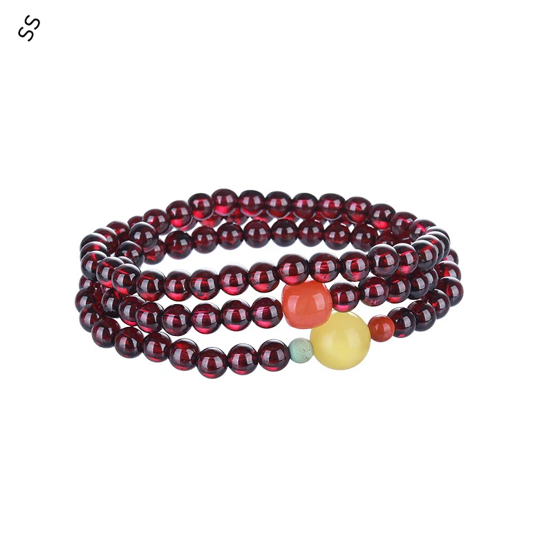 

High Quality Garnet Bracelet for Female/Male Authentic Natural Multi-layer Beaded South Red Amber Turquoise Jewel Hand Accessory