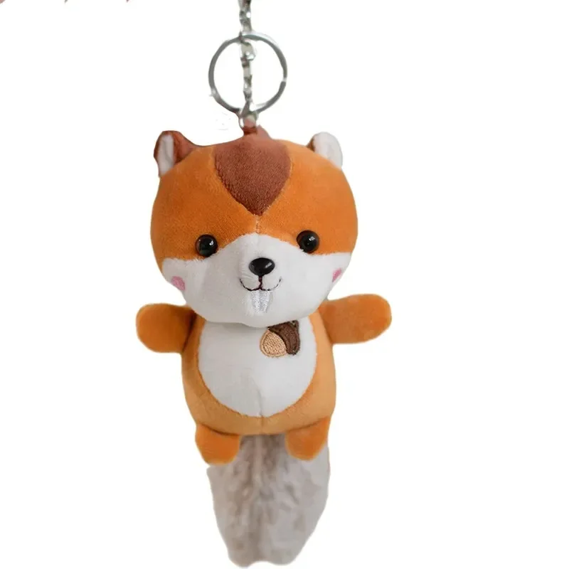 Cute Nut Big Tail Baring Tooth Squirrel Plush Toy Pendant Small Doll Car Keychain School Bag Pendant view 4