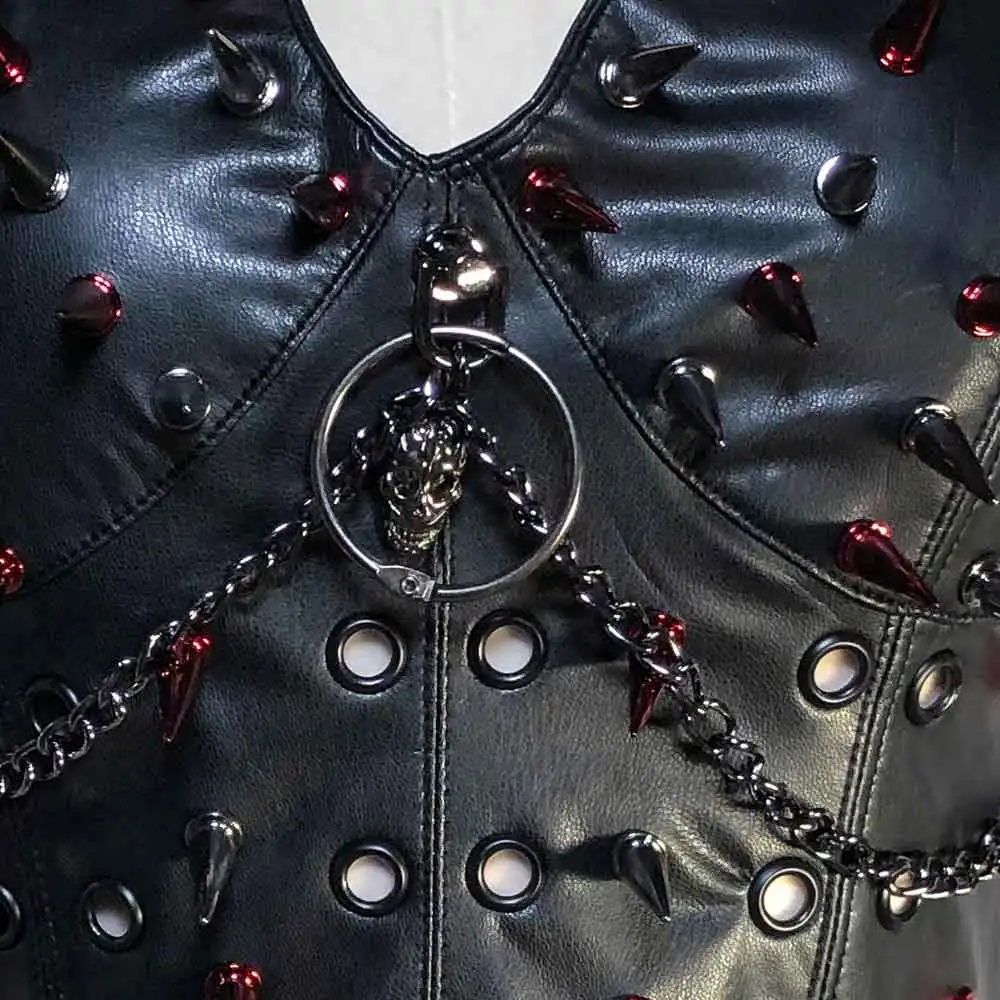 Fai da te Harajuku Emo Teen Y2K Halter Canotta TOPS Club Wear E-Girls anni '80 Punk Rock Kawaii Eco Goth Canotta gotica fatta a mano anni '90 Grunge