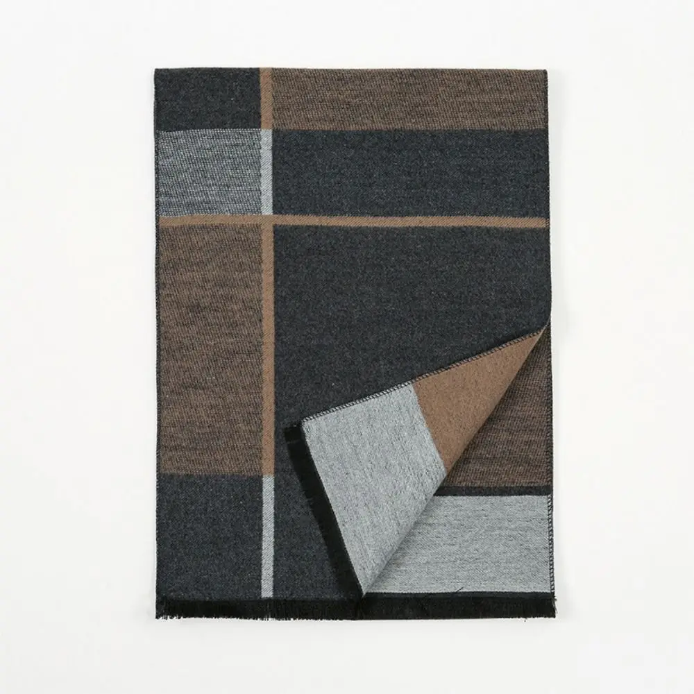 

Роскошный кашемировый зимний мужской шарф, утолщенная мягкая клетчатая шаль, ветрозащитный палантин для повседневной носки