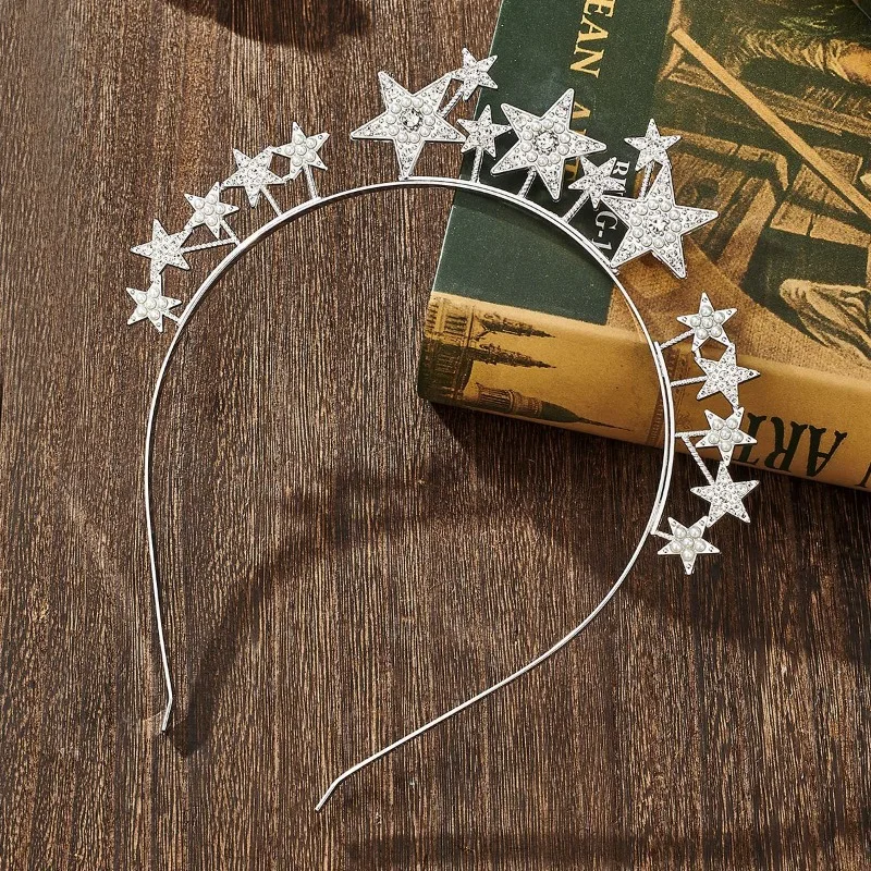 Star Diamond Tiara Headband,All Seasons,Sparkling Star Design,Luxurious Elegant,Perfect for Glam Looks,Statement Accessory