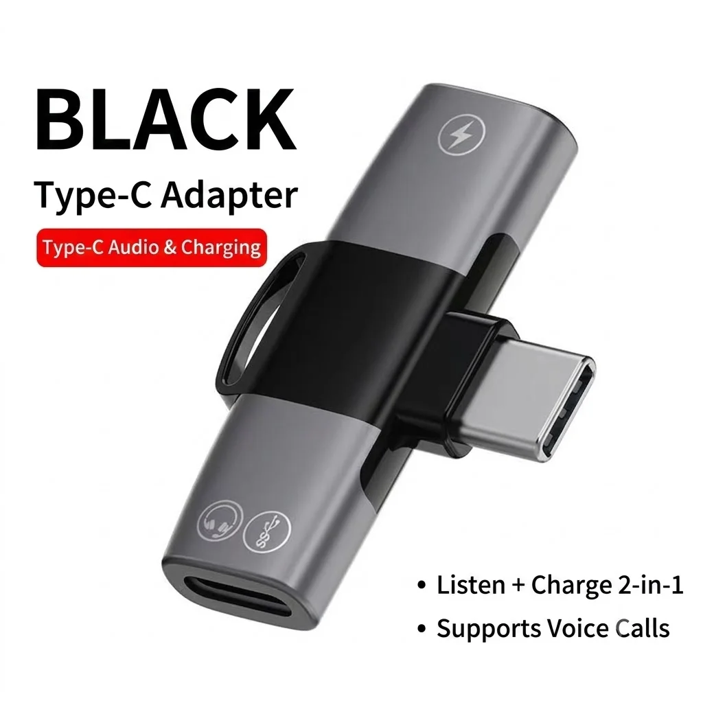 Double Headphone and Charger Adapter 2 in 1 USB C to Aux Audio Adapter 30W Fast Charging Dongle for iPhone Galaxy Xiaomi