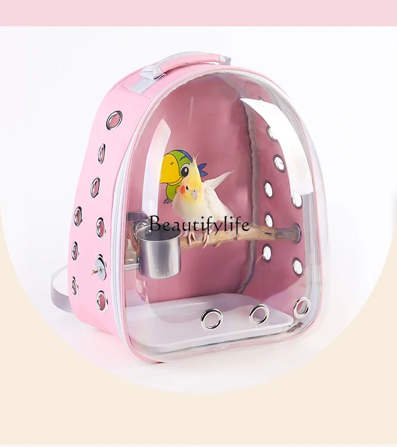 

Y Parrot Outing Cage Pet Backpack Transparent Outer Band Bird Cage