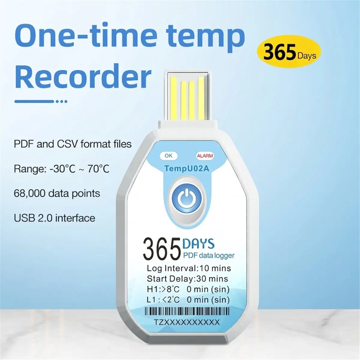 LNHF 365 Days USB Temperature Data Logger Single Use Temperature Analyzer Temperature Sensor USB Temperature Logger