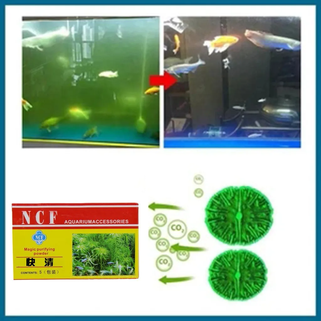 Polvo purificador de agua para acuario, elimina el olor, eliminación de algas, eliminación de musgo, clarificador de agua para pecera para agua dulce y salada