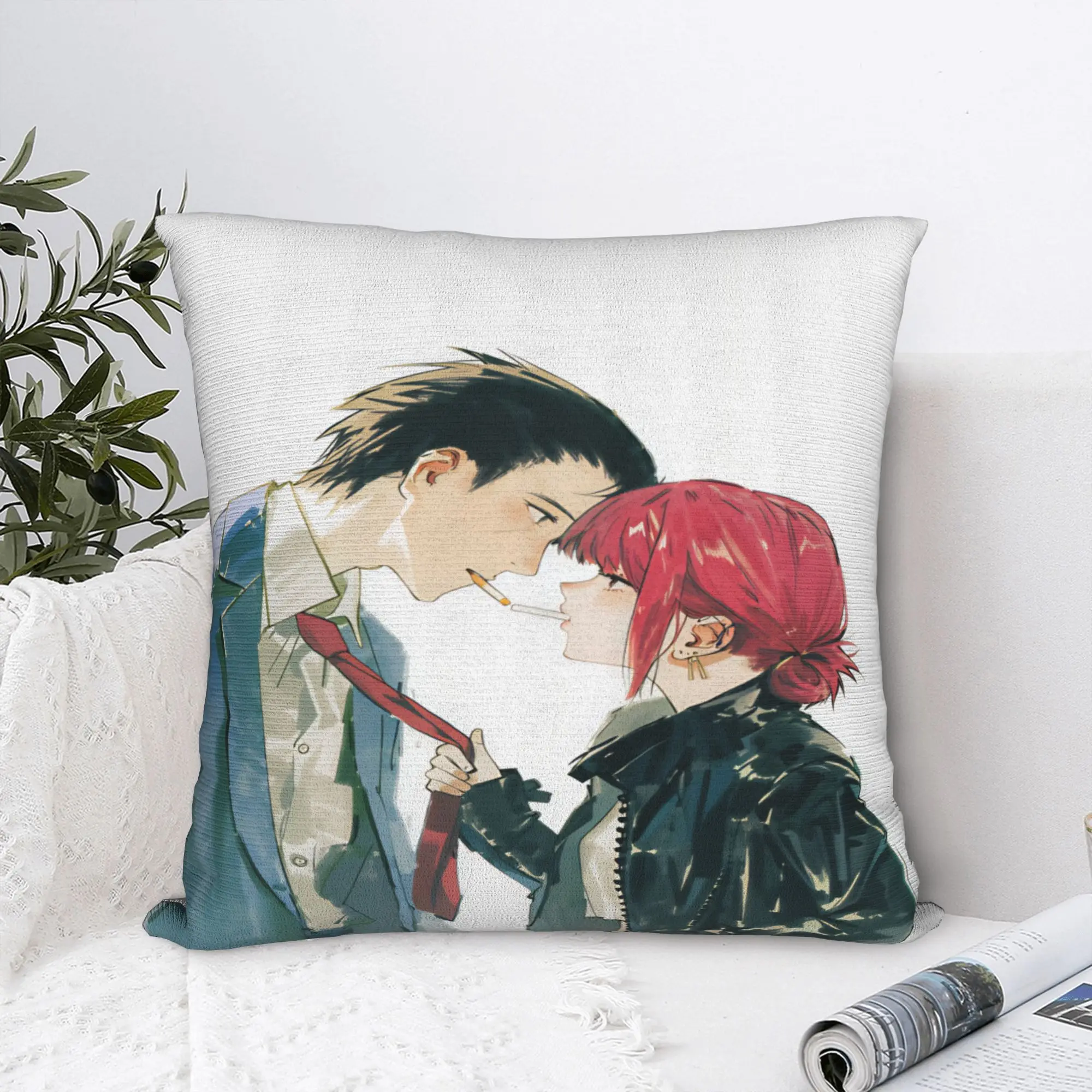 Smoking Behind Supermarket Yamada  Pillowcases  Kawaii Pillow Case For Sofa Couch Bed Living Room Graphic Pillow Cover