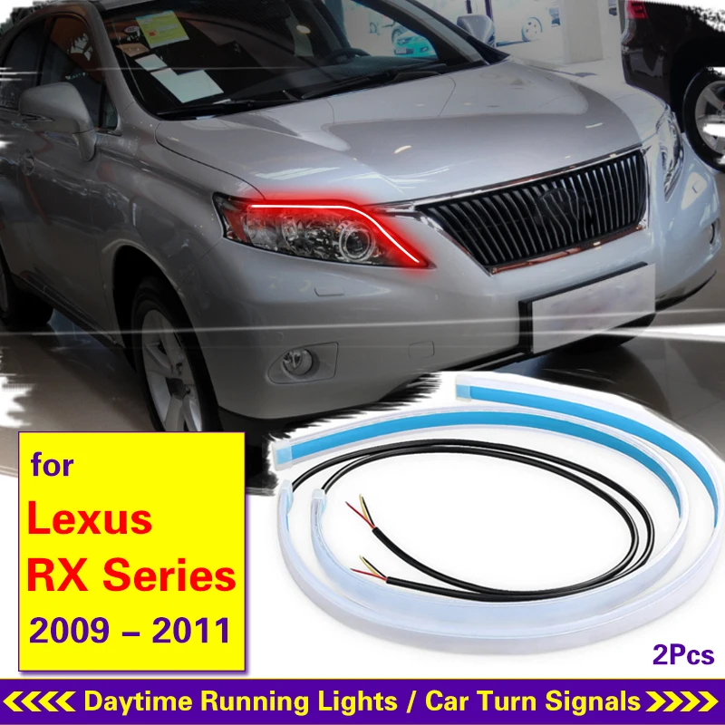 

Dynamic 2 PCS DRL Car Flexible LED Daytime Running Lights Turn Signal Lamp Headlight Flexible Waterproof For Lexus RX 2009-2011