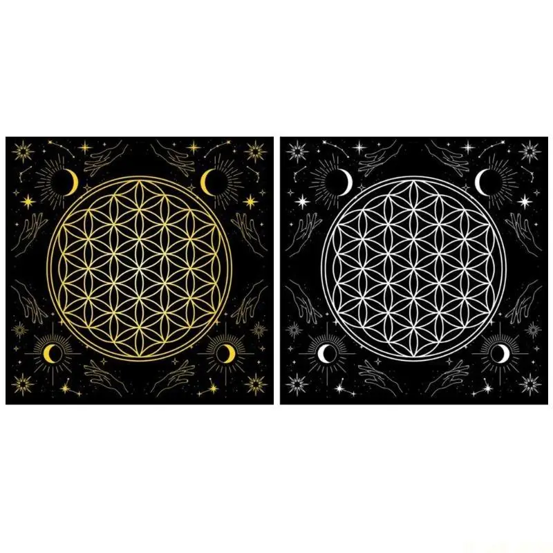 M5TC Table Cover Astrology Oracles Game Mat Square Pendulum Altar Table Cloth