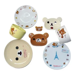 Japan Rilakkumas Plates Cute Cartoon Bear Children Ceramic Tableware Mug Collection Ornaments Hand-panted Gifts Children's Gifts