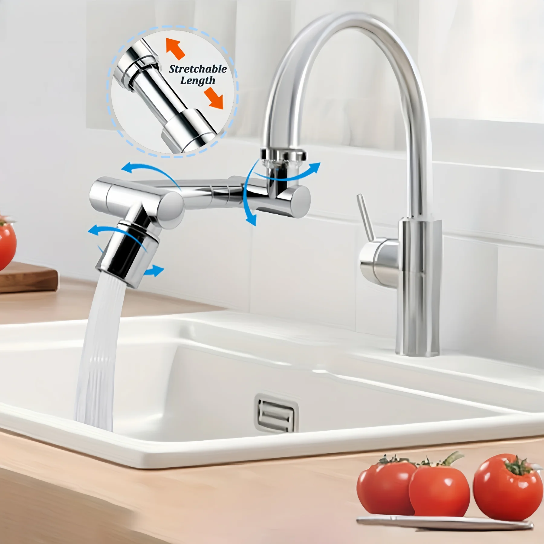 موسع الصنبور موسع مهوية صنبور الحوض مع وضعين للحماية من الرش، ذراع ميكانيكي عالمي متعدد الوظائف مناسب #4