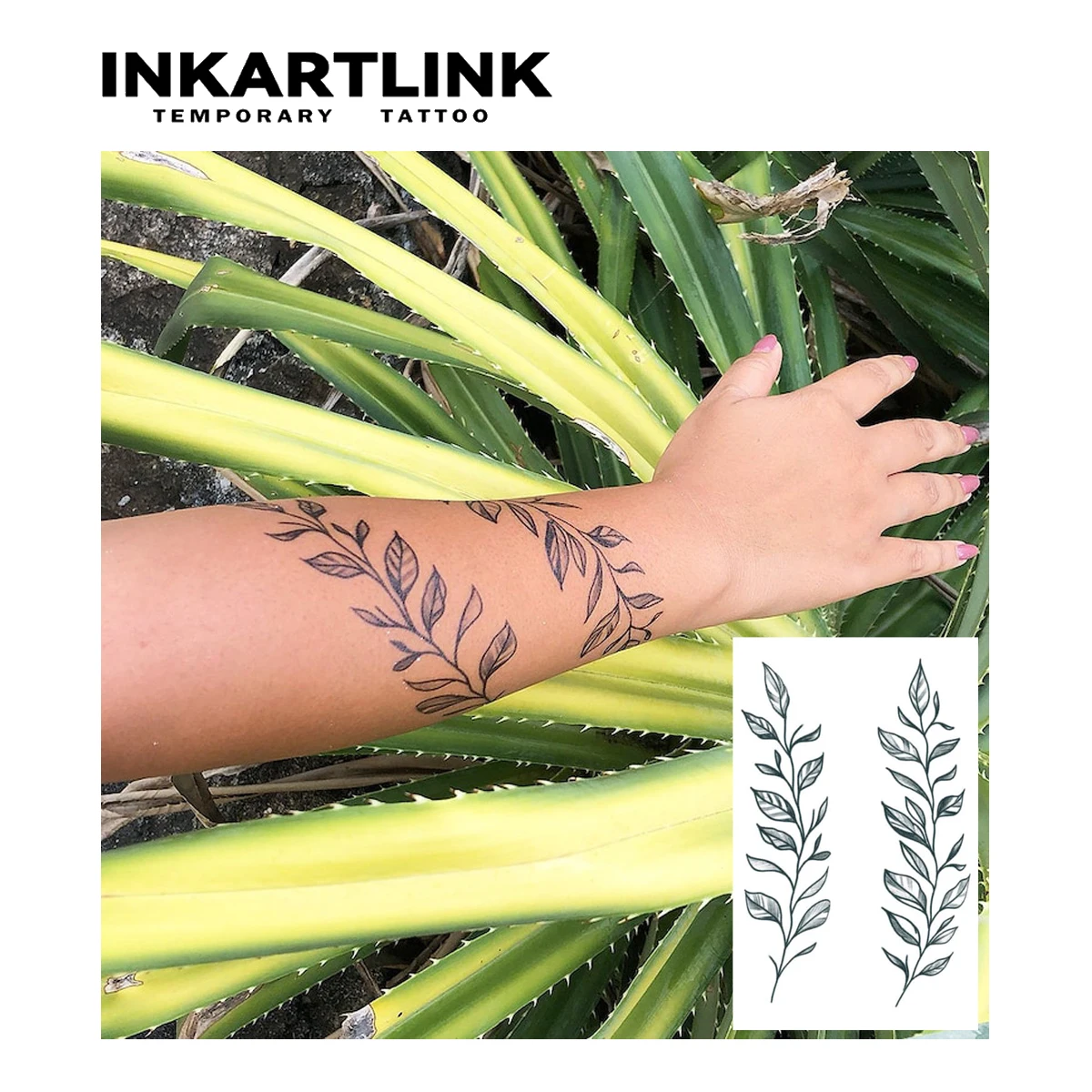 Vine Leaves Temporary Tattoo,Lasts To 15 Days New Technology Magic Waterproof Semi Permanent Sticker.