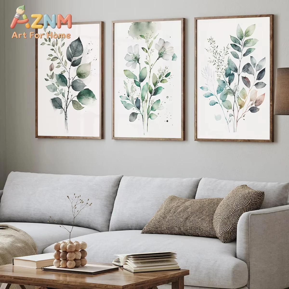 1_3pcs Watercolor Botanical Eucalyptus Floral Canvas Print Poster Modern Plant Art Print Living Room Home Decor Art Poster Gifts