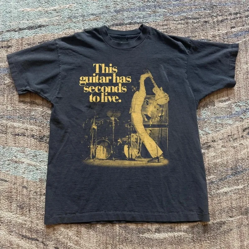 Camiseta negra unisex con estampado de The Who This Guitar Has Seconds to Live, camisetas gráficas Harajuku