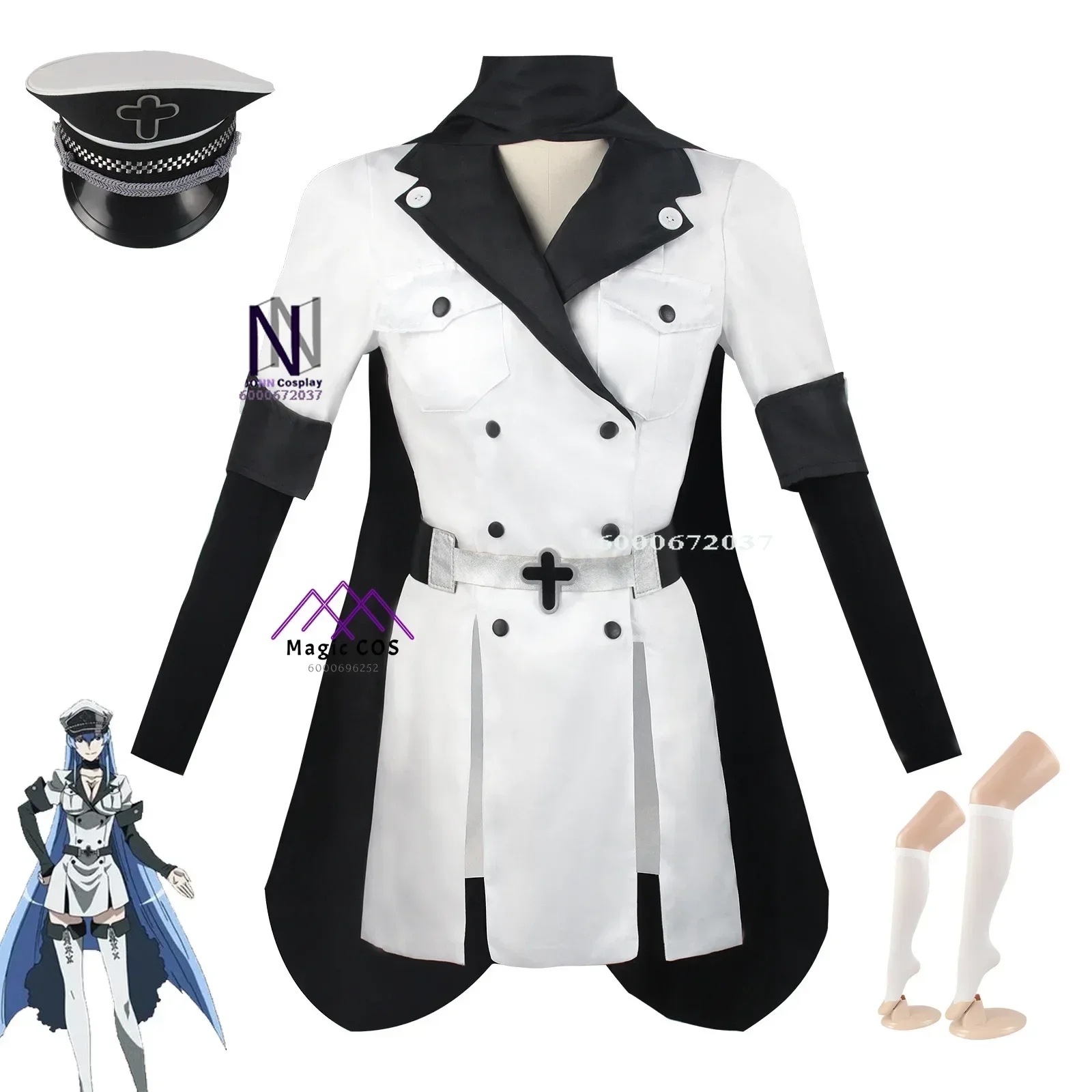 Akamee Anime Photo-Ready Cosplay Esdesu Empire Cosplay Costume Uniform with Hat Halloween Party Essential for Women Girl Fashion