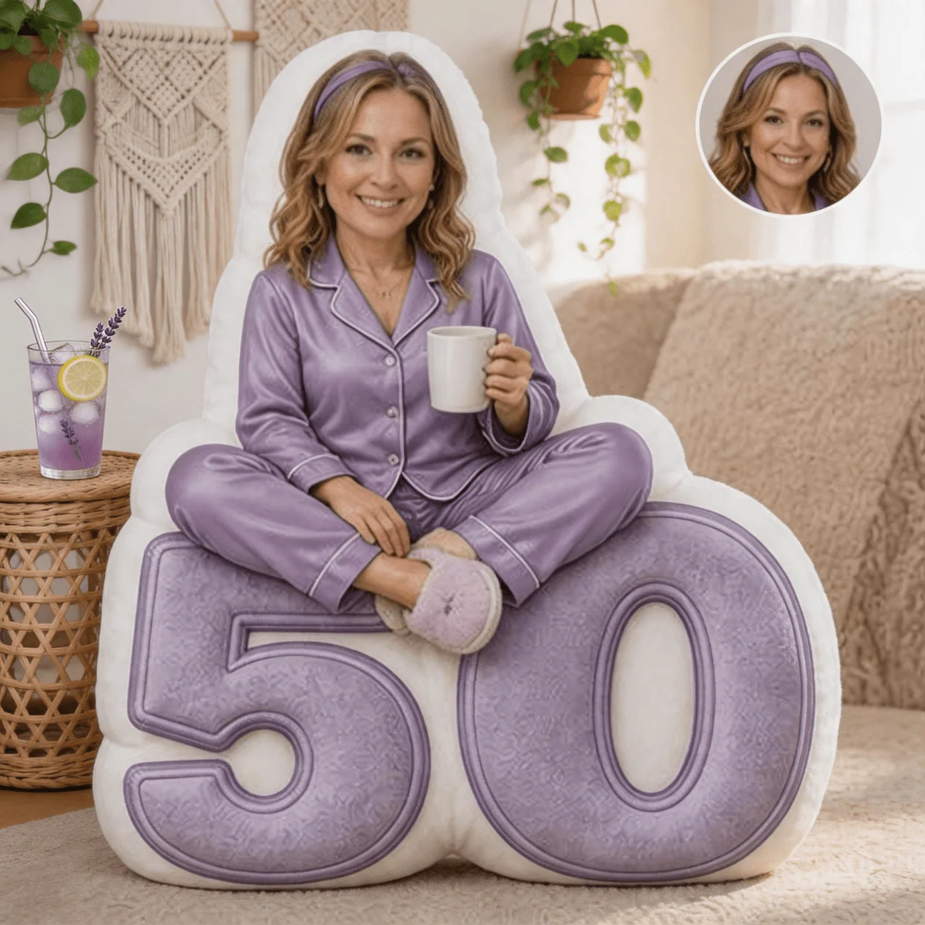 Custom Photo Pillow Face Pillow Double Sided Printing Sofa Bed Decorative Purple Pajama Beauty Throw Pillow Washable Adults Gift