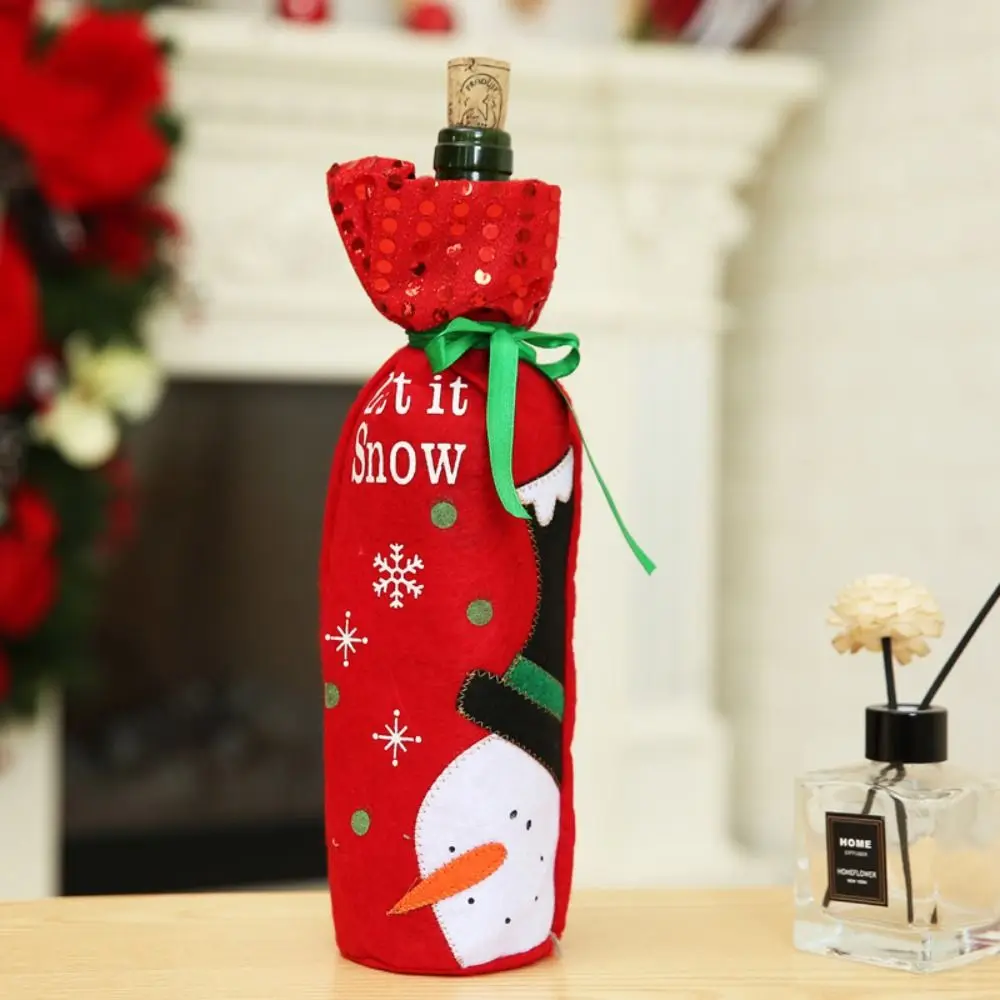 Christmas Wine Bottle Cover Toppers Light Up Santa Claus Gnomes Bottle Bags For Holiday Xmas Table Decorations