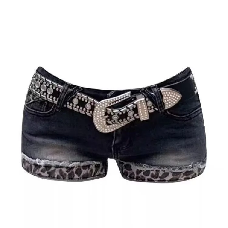 Y2K Streetwear Denim Hot Pants Women Retro Low Rise Slim Jean Shorts Gyaru Style Summer Casual Daily Outfit