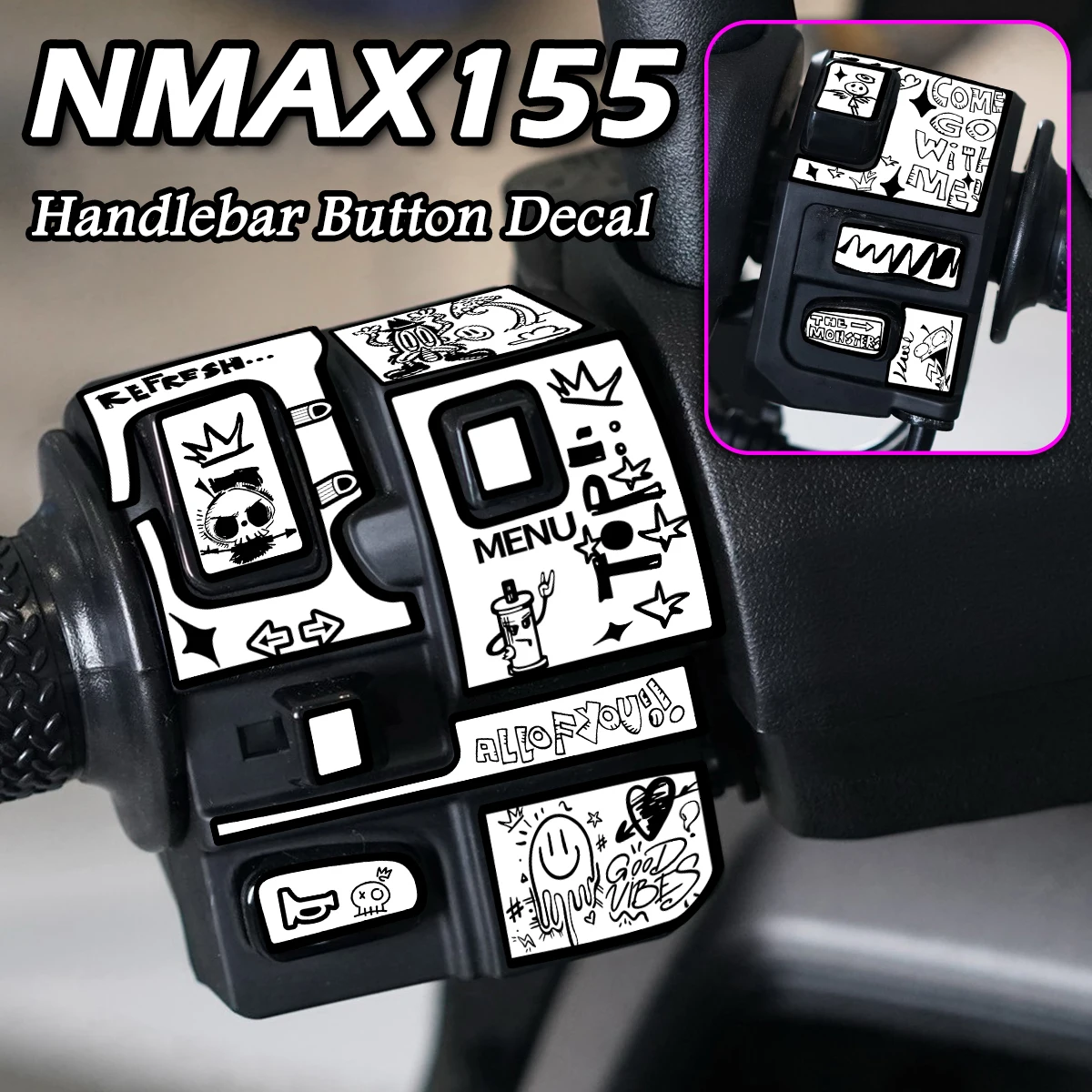 For 2025 NMAX Nmax 155 NMAX155 Motorcycle Handlebar Button Decals Moto Scooter Control Switches Vinyl Decor Decals Accessories