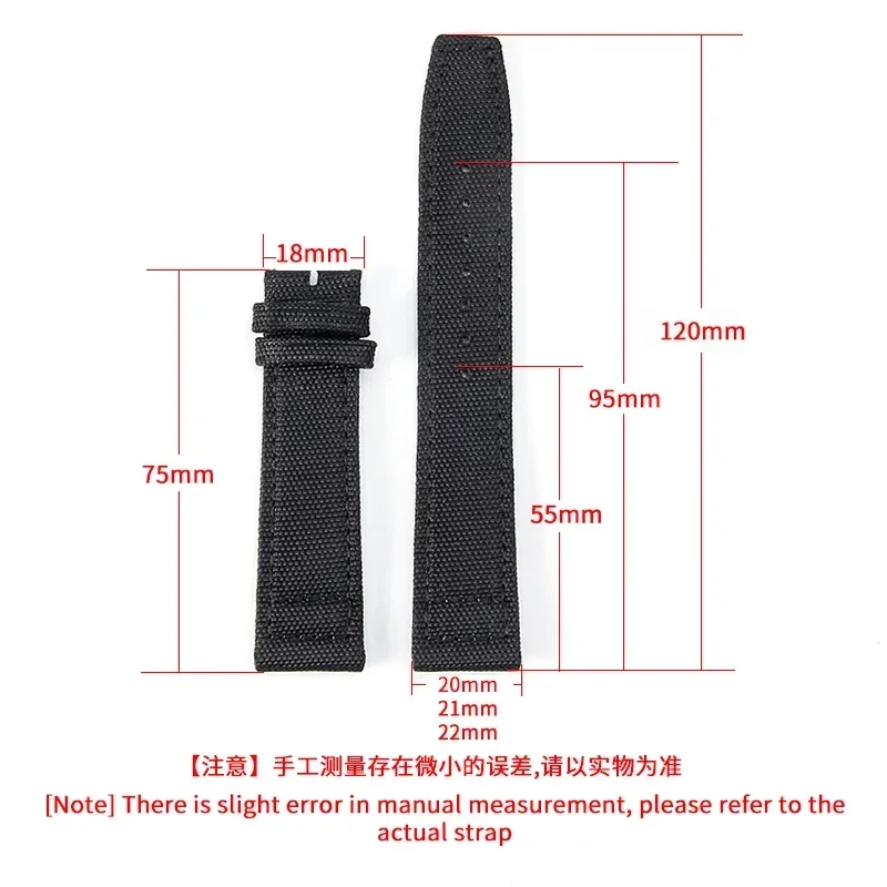 For IWC Engineer Nylon Watch Strap Waterproof Canvas Fold Buckle Cowhide Underskin Army Green Blue Black 20 21 22mm Watchbands