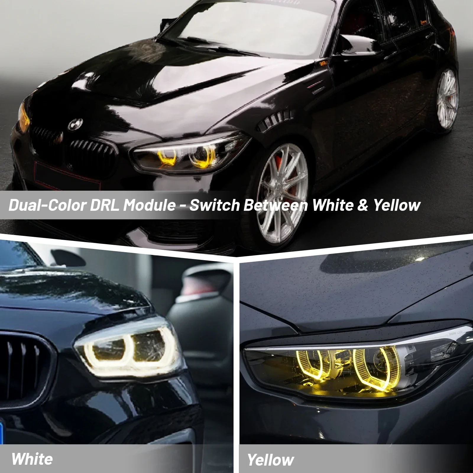 For BMW 1 series 2015-2019 F20 F21 16 118 120 125 135 140 Dual-Color DRL Module yellow and white LED panel daytime running light