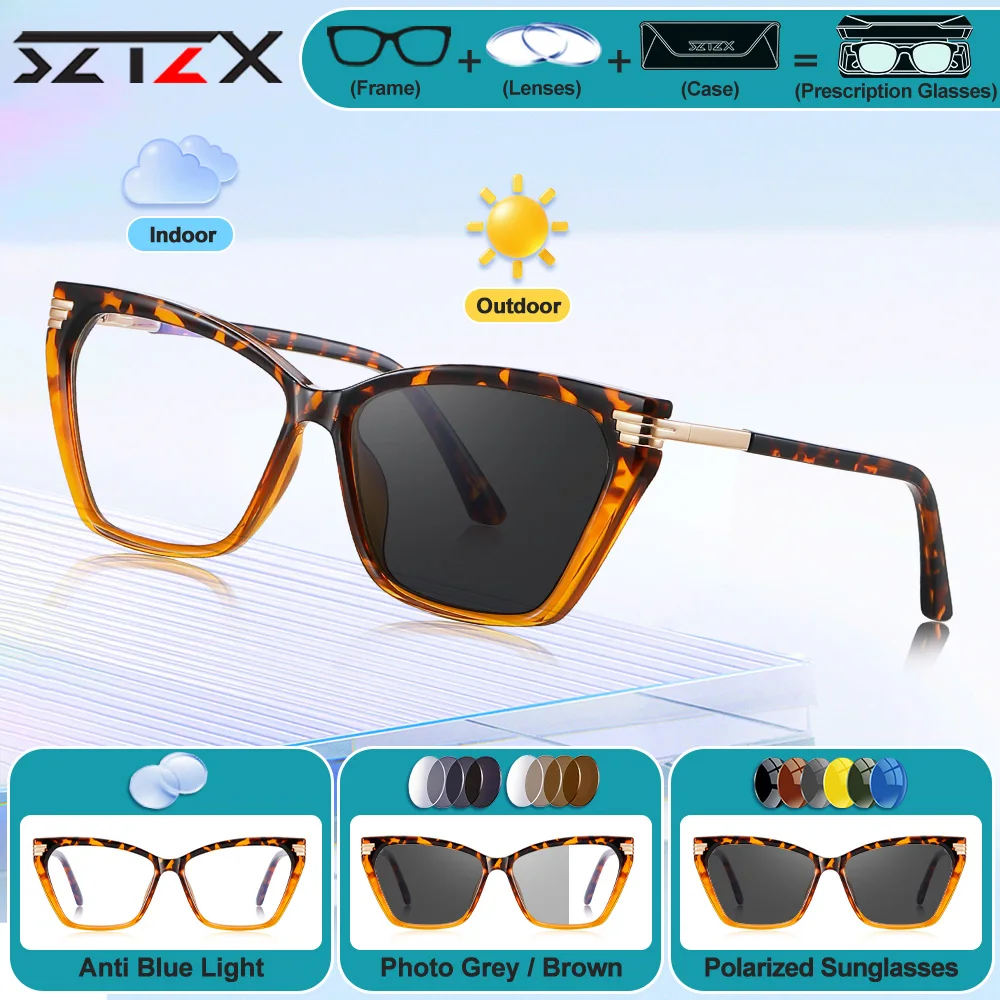 

SZTZX женские милые фотохромные очки для чтения с защитой от синего луча, простые очки-бабочки в оправе, оптические очки для близорукости по рецепту
