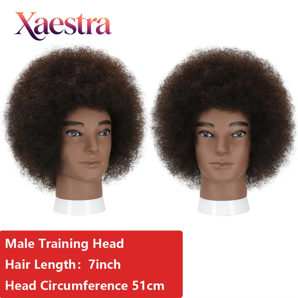 Bald Male Afro Mannequin Head With Adjustable Tripod for Barbershop Bald Base for Wig Making 8"Afro Hair for Braiding Practice
