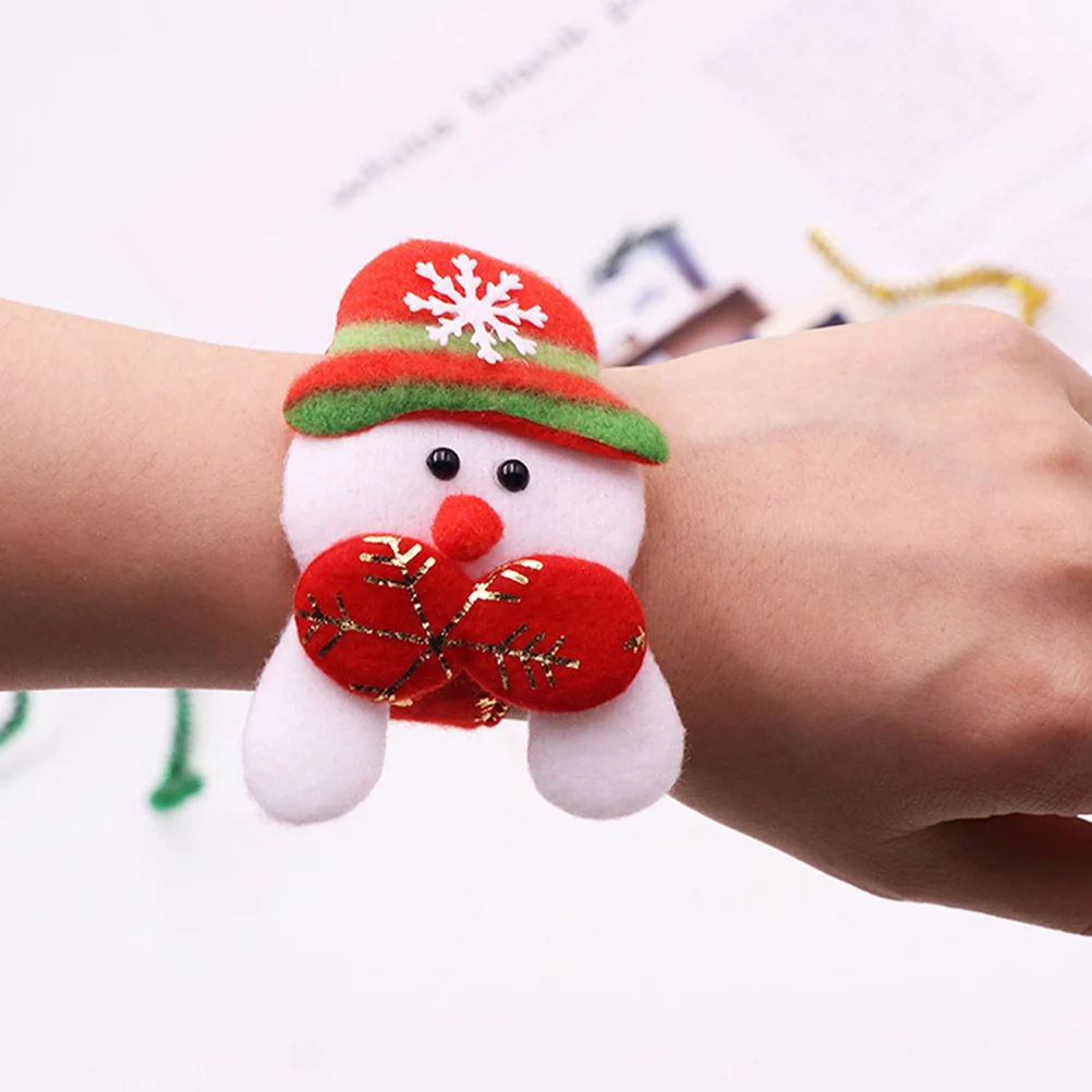

6Pcs Slap Bracelets for Christmas Fabric Skin-Friendly Santa Snowman Elk Wristbands Party Favors Adults