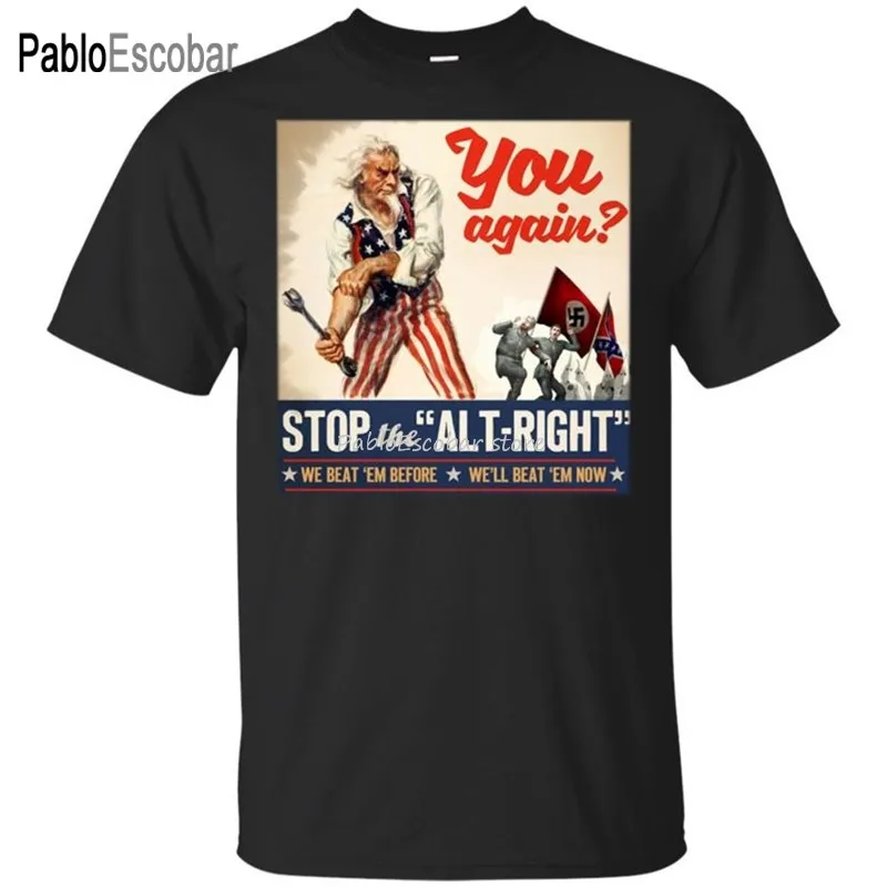 Antifa - Stop The Alt Right - Anti Trump T-Shirt Black- For Men-Women-Youth High Quality Tee Shirt