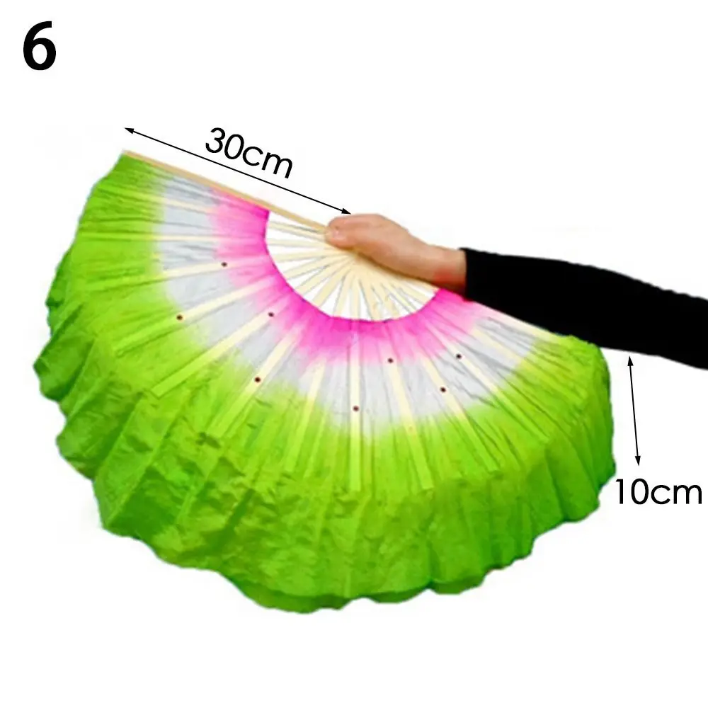 

Детские и женские длинные имитационные градиентные цвета, длинные шелковые веера, шелковые веера, веер для танца живота, веер из искусственного шелка