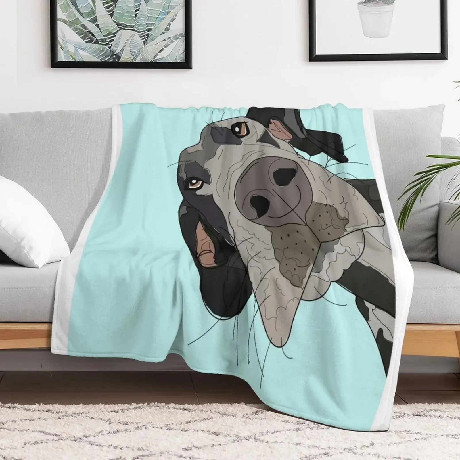 

Great Dane In Your Face (teal) Throw Blanket warm winter Giant Sofa Blankets