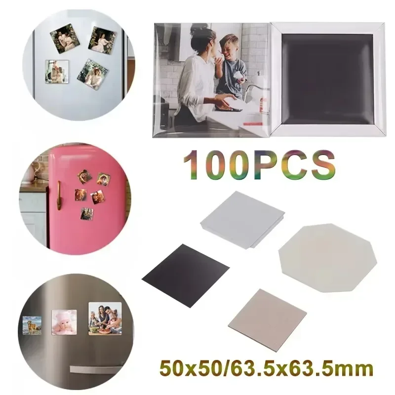 100PCS Magnet Parts Square Refrigerator Badge 50x50mm/63.5x63.5mm Fridge Magnet Home Decoration for Wedding Favors Party Gifts