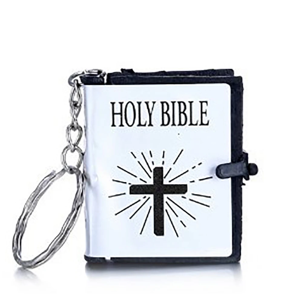 Special Mini Holy Bible Keychain Religious Miniature Paper Spiritual Christian Jesus Cover Keyring Gift Catholic Accessories