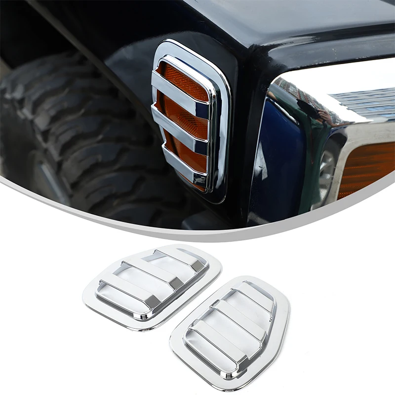 2piece set ABS silver For Hummer H3 2005-2009 car side turn signal protective grille decorative sticker modification accessories