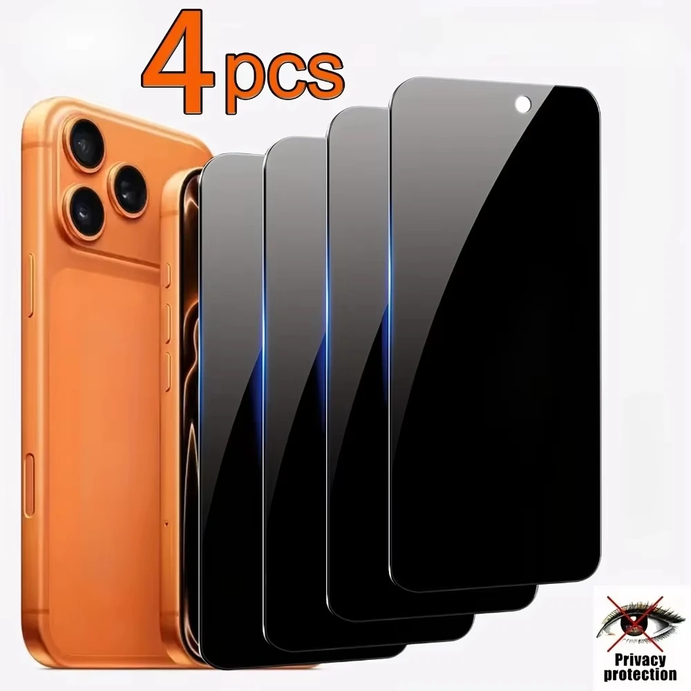 

Комплект из 4 защитных стекол Anti Spy для iPhone 17, 16, 15, 14 Pro Max, Air 16e, 15 Plus, а также полноэкранная защита для iPhone 13, 12, 11 Pro