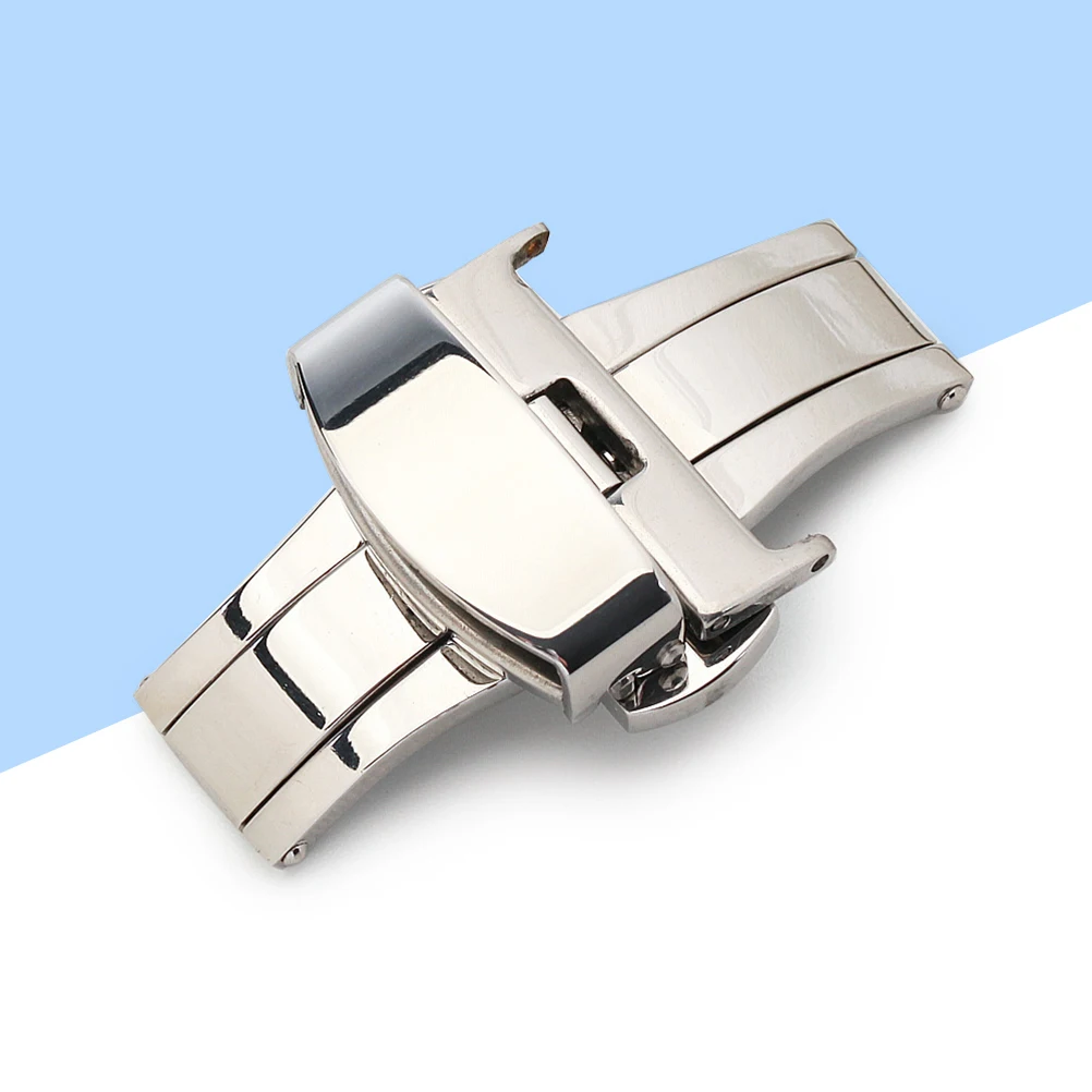 

16Mm Stainless Steel Double Button Buckle Non-Automatic Closure For 2Mm Straps Polished Finish Watch Accessory Belt