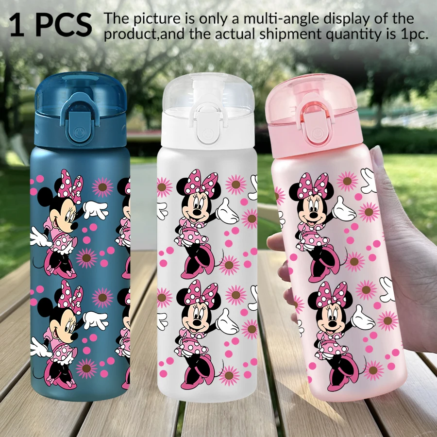 1Pc Disney Minnie Mouse/bloempatroon/patroon 26oz Plastic Waterfles Sportbeker Als Verjaardag/back-to-school Gift