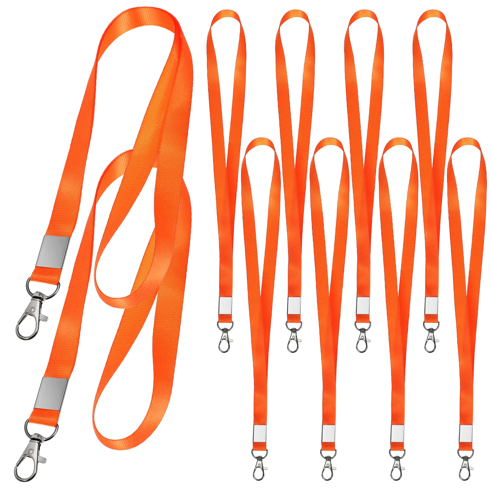 

10 pcs Orange Polyester ID Lanyard Key Holder Card Badge Phone Strap Bulk Lanyards Name Tag Lanyards Rope Lanyard