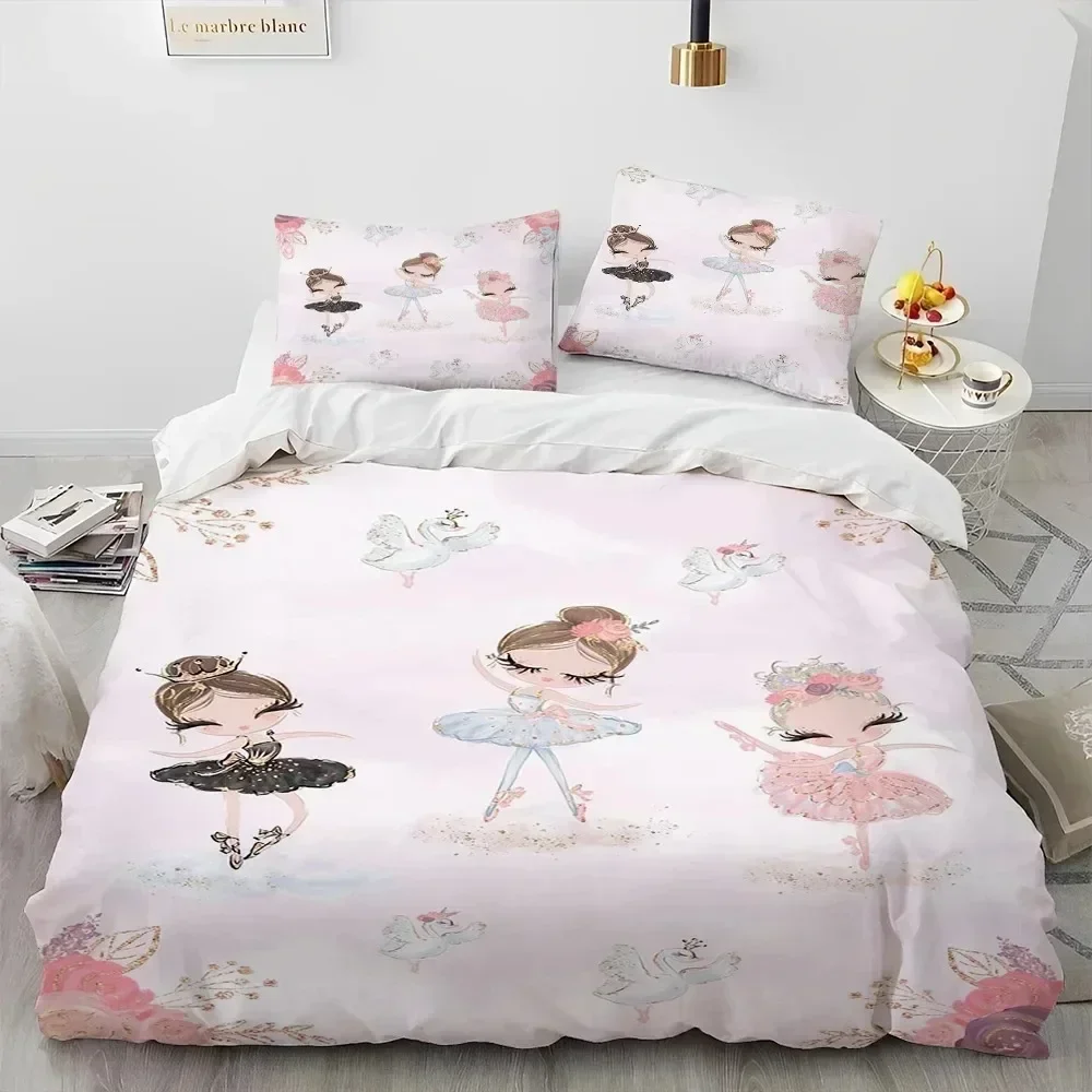 Cartoon Cute Ballet Girl Ballerina Bedding Set Bedroom Soft Modern Bedspreads Comefortable Duvet Cover Quilt Cover Pillowcase